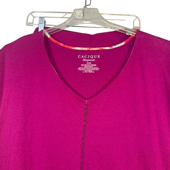 Cacique Women’s Pajama Set Fuchsia & Floral 18/20 Cotton Blend Relax Fit Good - Picture 2 of 8